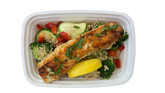 Basil Salmon with Bulgur and Veggies