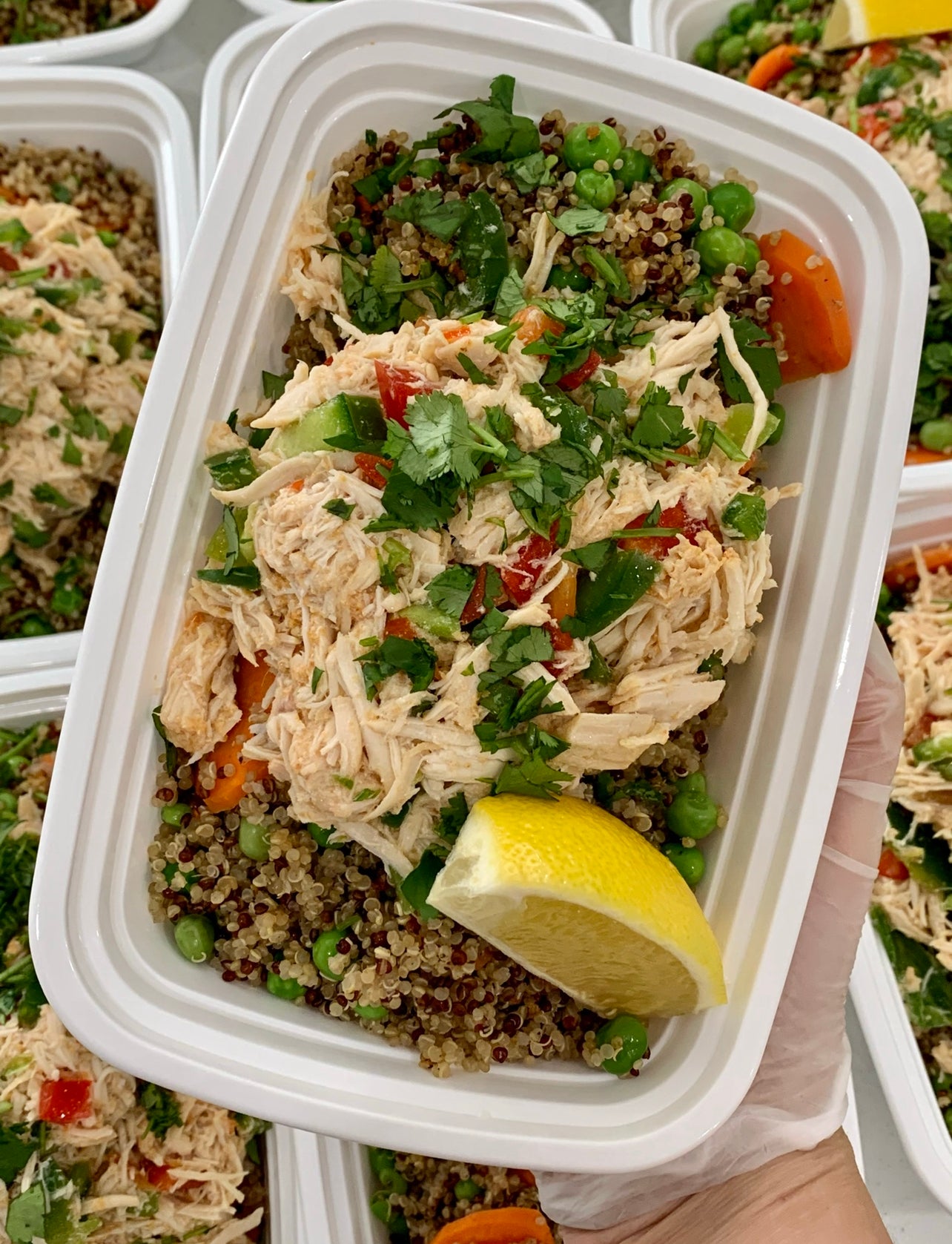 Pollo asado a la pimienta roja con quinoa y verduras